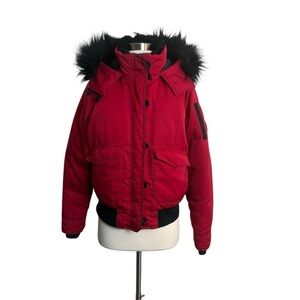 Hollister Ultimate Down Collection Hooded Jacket Red Black Womens M